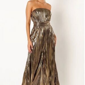 Gold Strapless Jumpsuit- Flying Tomato